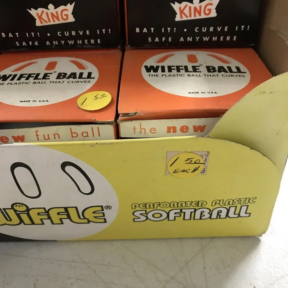 Lot Of 9 Vintage Wiffle Softball King Size Plastic Perforated Ball with Display